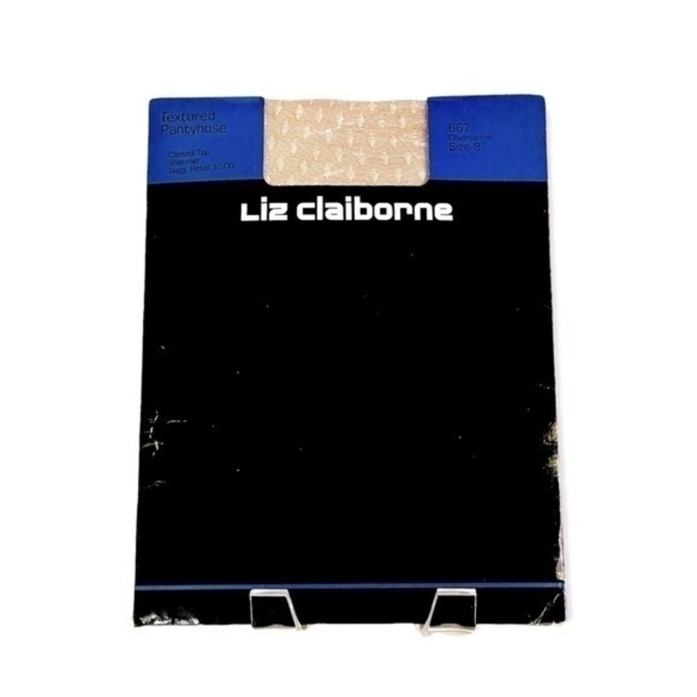 Vintage 1982 Liz Claiborne Textured Pantyhose Champagne Nude Cotton Panel NIP - Picture 1 of 2
